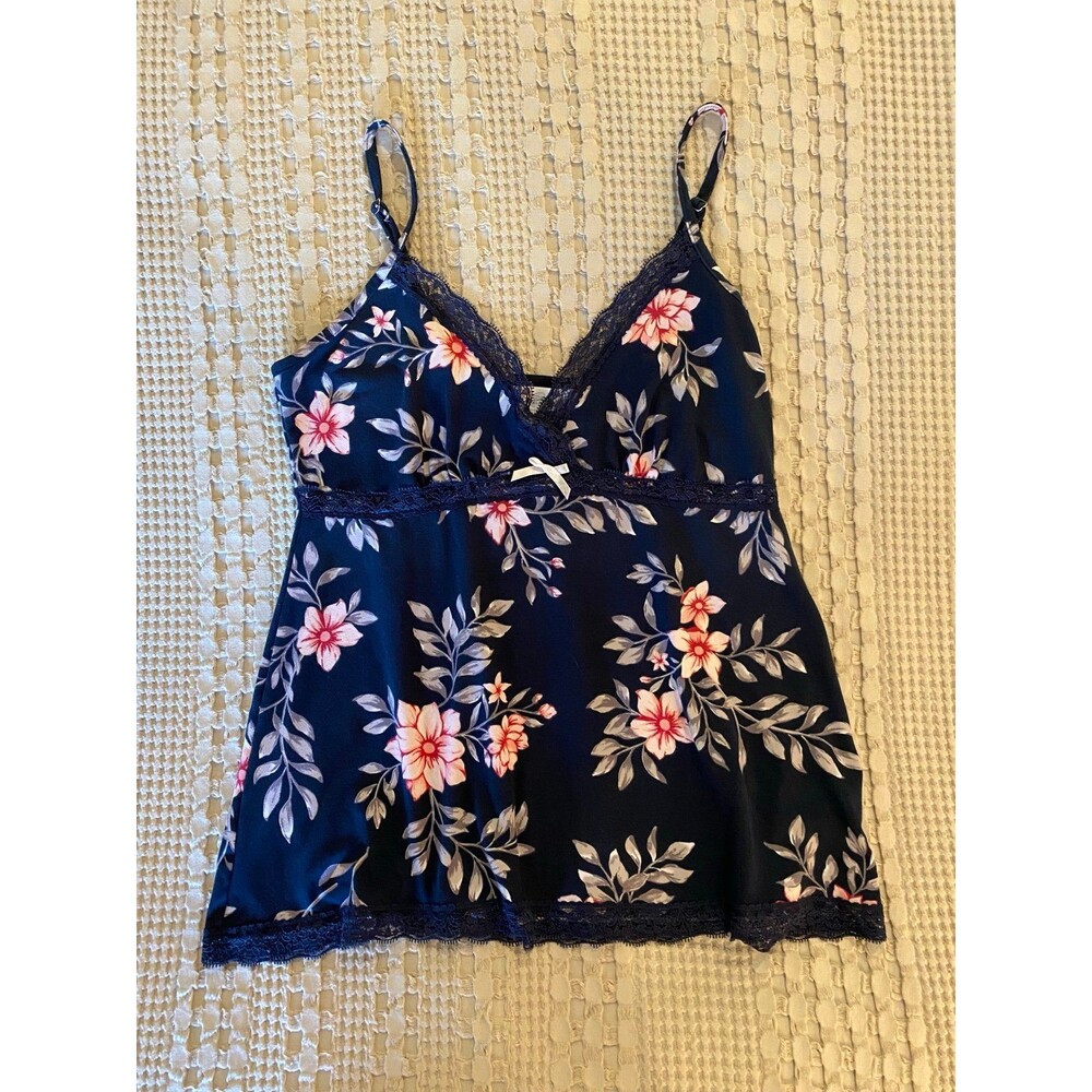 Marilyn Monroe Navy & Pink Flowers Lacey Camisole‎ Women’s Size Medium Sexy
